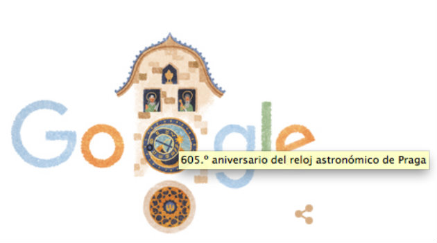 Google le dedicó el Doodle de hoy al Reloj Astronómico de Praga. Cortesía