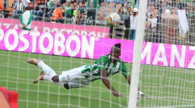 Rodin Quiñonez marcó el séptimo gol de Atlético Nacional ante Bucaramanga. Foto: CORTESÍA