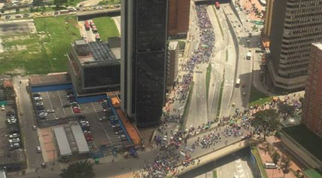 Así se evidenció la multitudinaria protesta en Bogotá. Foto: CORTESÍA.